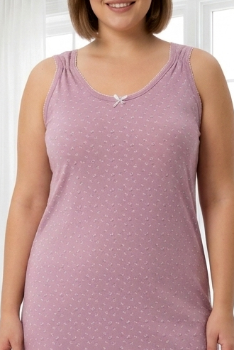 Koszula damska nocna bawełniana na ramiączkach PLUS SIZE pudrowy róż