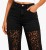 Spodnie damskie jeansy Wide Leg ozdobna koronka czarne