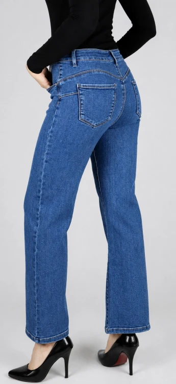 Spodnie damskie jeansy wide leg push-up szerokie nogawki