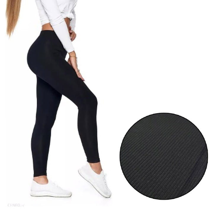 Legginsy bambusowe prążkowane czarne ocieplane