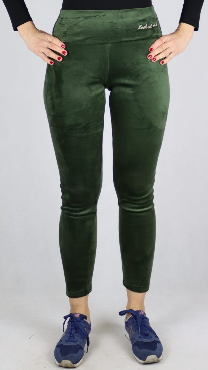 Legginsy welurowe ocieplane futerkiem zielone