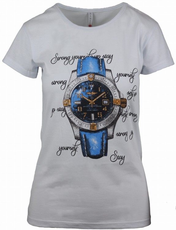 T-shirt zegarek biała M-XL