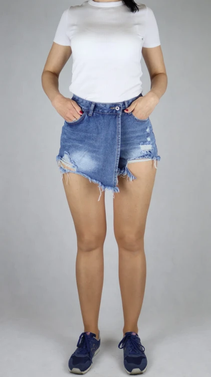 Szorty damskie spodenki strzępione jasny jeans