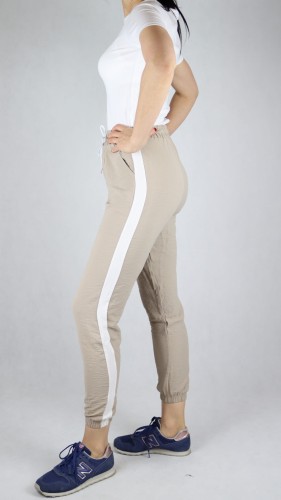 Spodnie letnie dresowe z lampasem beżowe