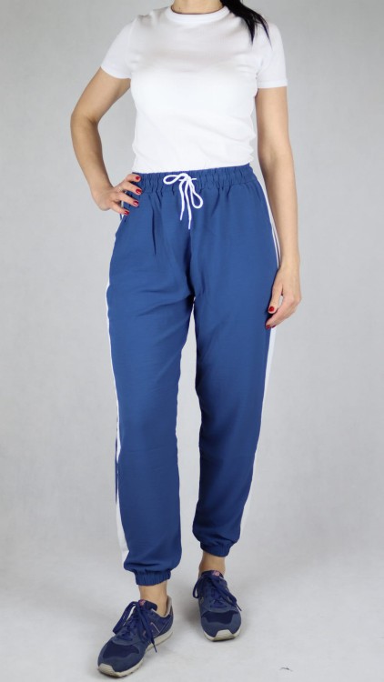 Spodnie letnie dresowe z lampasem niebieskie