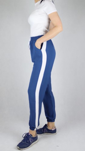 Spodnie letnie dresowe z lampasem niebieskie