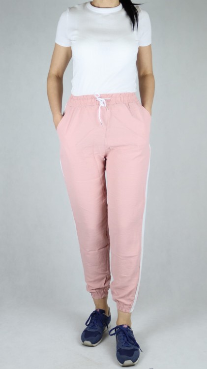 Spodnie letnie dresowe z lampasem różowe