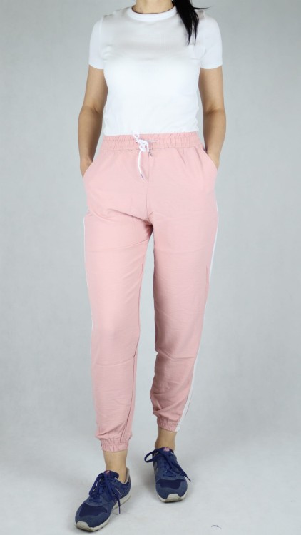 Spodnie letnie dresowe z lampasem różowe