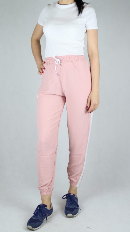 Spodnie letnie dresowe z lampasem różowe