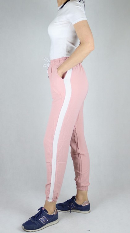 Spodnie letnie dresowe z lampasem różowe