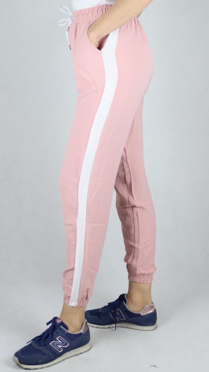 Spodnie letnie dresowe z lampasem różowe