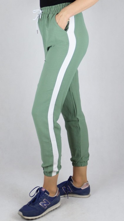 Spodnie letnie dresowe z lampasem zielone