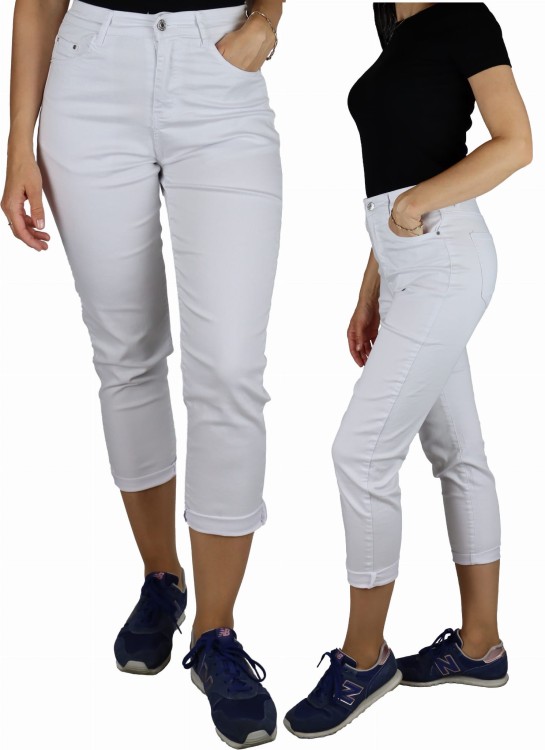 Spodnie damskie MOM FIT jeansy białe wysoki stan