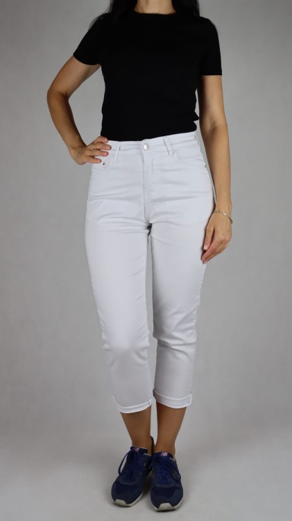 Spodnie damskie MOM FIT jeansy białe wysoki stan