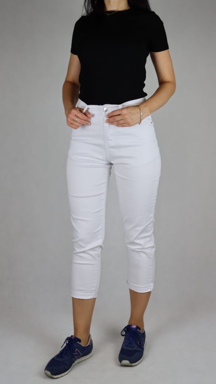 Spodnie damskie MOM FIT jeansy białe wysoki stan