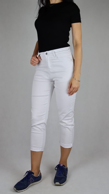 Spodnie damskie MOM FIT jeansy białe wysoki stan