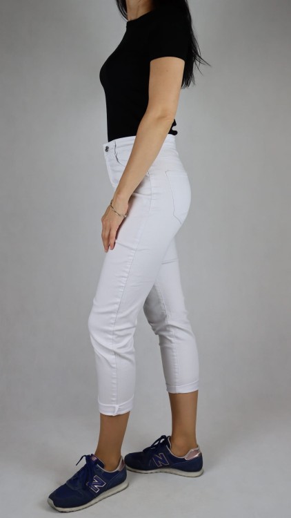 Spodnie damskie MOM FIT jeansy białe wysoki stan