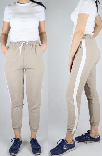 Spodnie letnie dresowe z lampasem beżowe