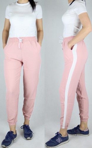 Spodnie letnie dresowe z lampasem różowe