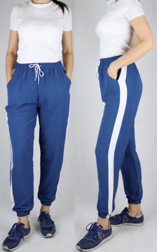 Spodnie letnie dresowe z lampasem niebieskie