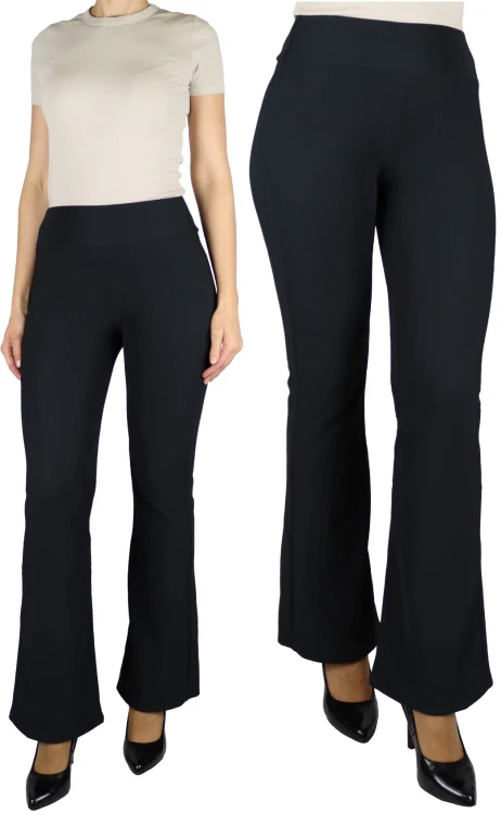 Legginsy damskie dzwony ocieplane prążkowane