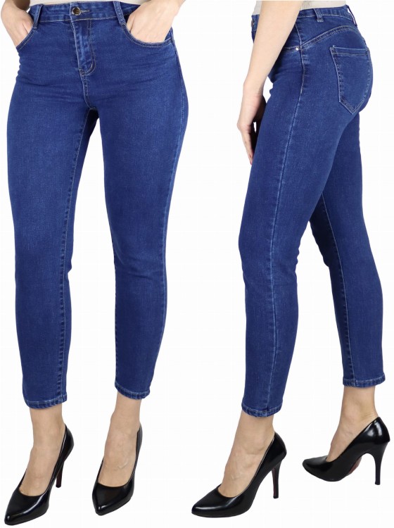 Spodnie damskie jeans Push-up skinny granatowe