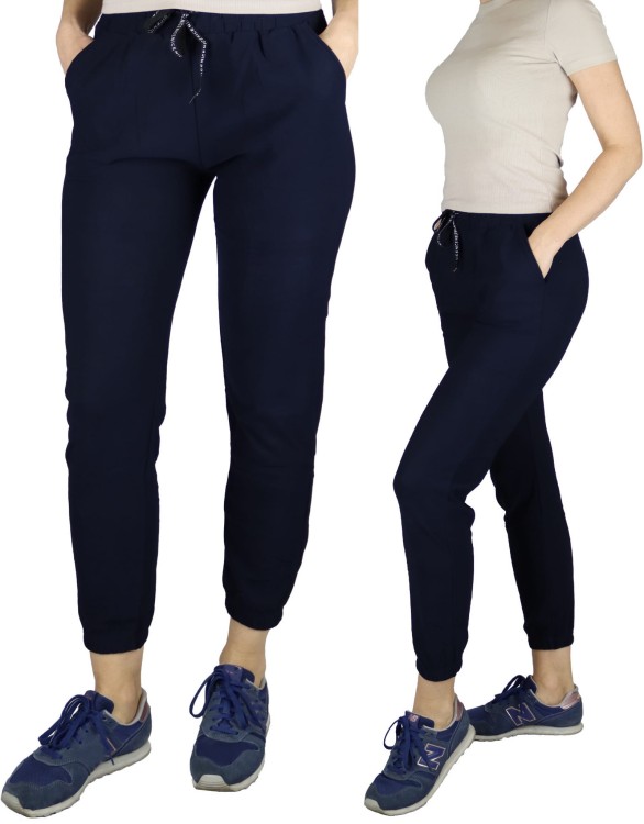 Spodnie dresowe wiązane z kieszeniami granatowe