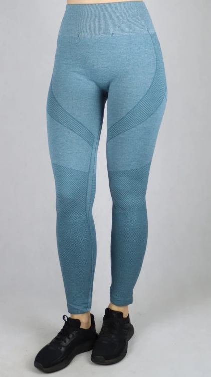 Legginsy damskie z wysokim stanem sportowe fitness push up niebieskie