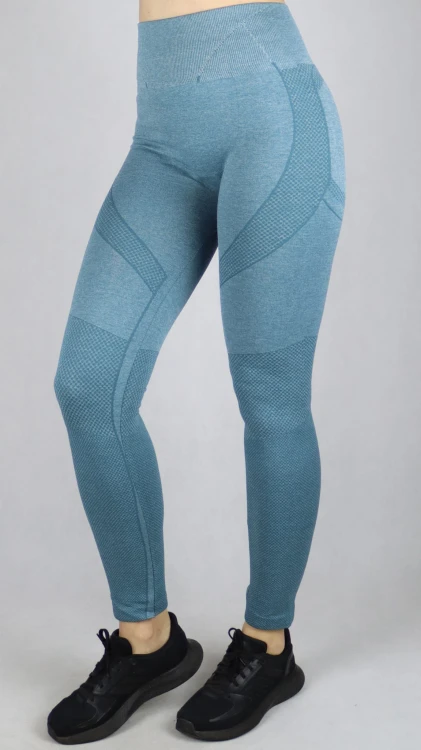 Legginsy damskie z wysokim stanem sportowe fitness push up niebieskie