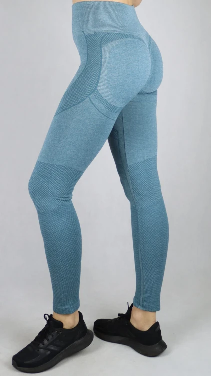 Legginsy damskie z wysokim stanem sportowe fitness push up niebieskie