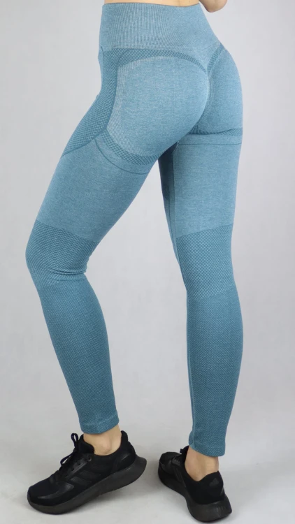 Legginsy damskie z wysokim stanem sportowe fitness push up niebieskie