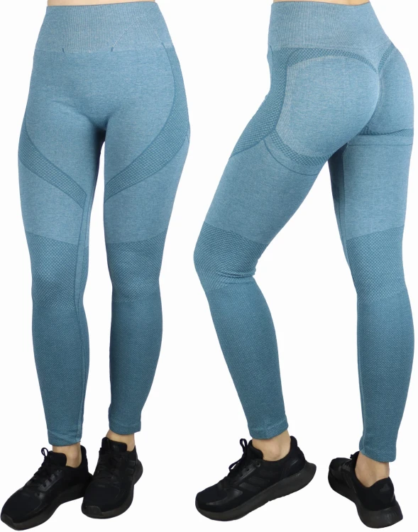 Legginsy damskie z wysokim stanem sportowe fitness push up niebieskie