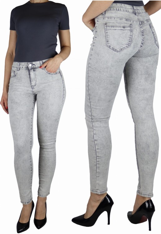 Spodnie damskie jeans szare skinny