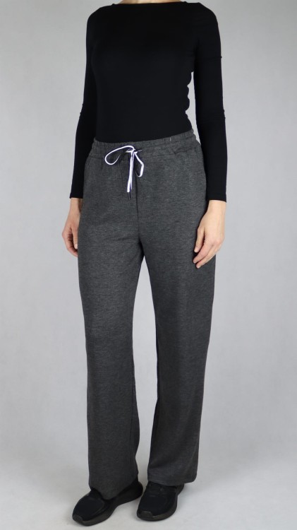 Spodnie dresowe damskie szerokie proste nogawki ciemno szare