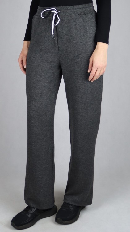 Spodnie dresowe damskie szerokie proste nogawki ciemno szare