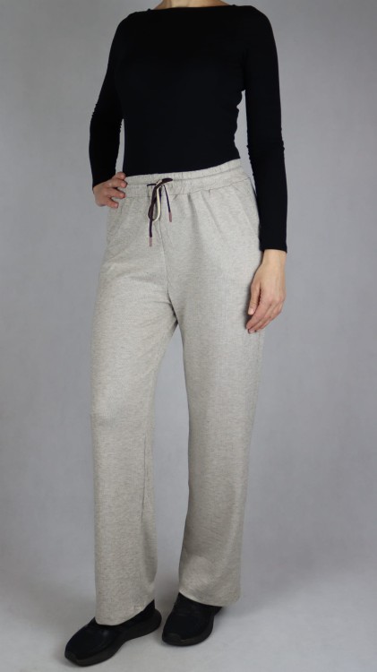 Spodnie dresowe damskie szerokie proste nogawki beżowe