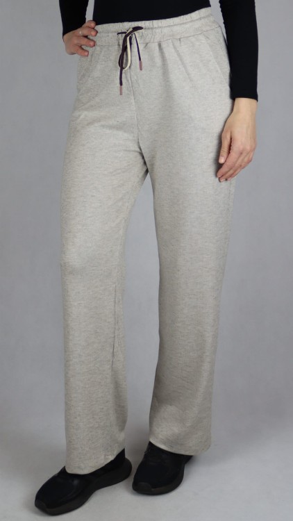 Spodnie dresowe damskie szerokie proste nogawki beżowe