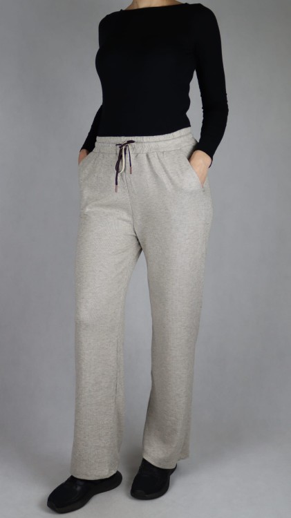 Spodnie dresowe damskie szerokie proste nogawki beżowe