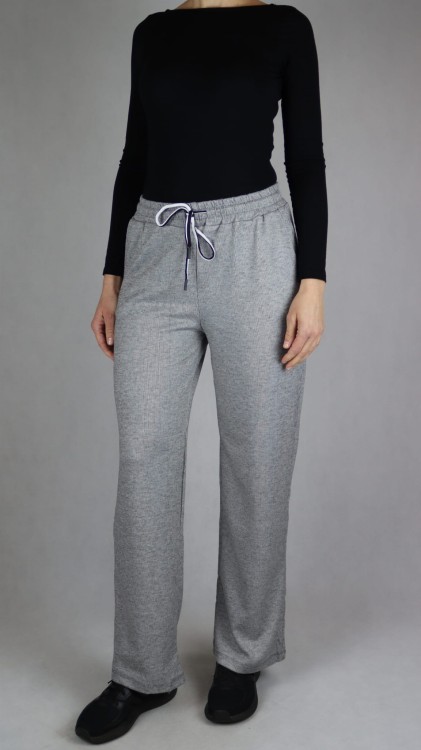 Spodnie dresowe damskie szerokie proste nogawki jasno szare