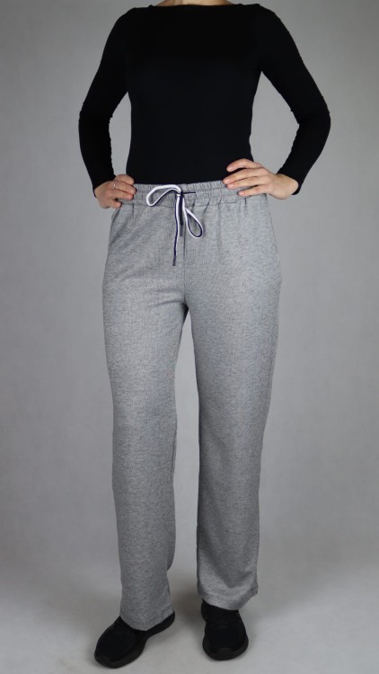 Spodnie dresowe damskie szerokie proste nogawki jasno szare