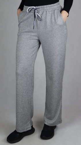 Spodnie dresowe damskie szerokie proste nogawki jasno szare