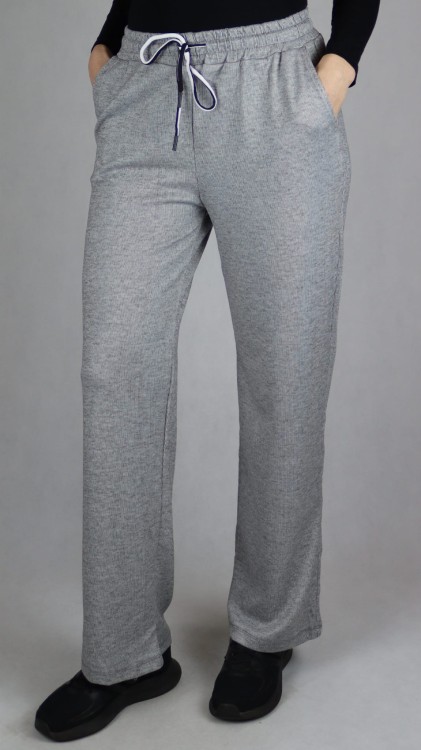 Spodnie dresowe damskie szerokie proste nogawki jasno szare
