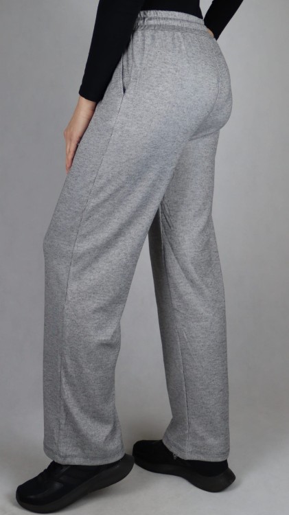 Spodnie dresowe damskie szerokie proste nogawki jasno szare