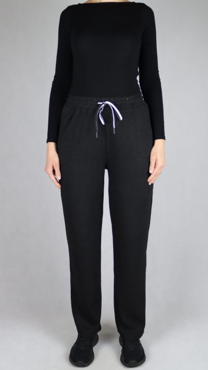 Spodnie dresowe damskie szerokie proste nogawki czarne