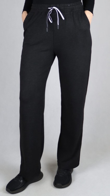 Spodnie dresowe damskie szerokie proste nogawki czarne