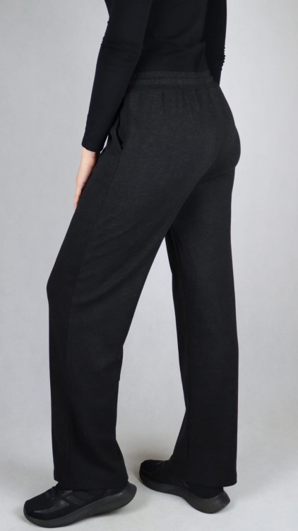 Spodnie dresowe damskie szerokie proste nogawki czarne