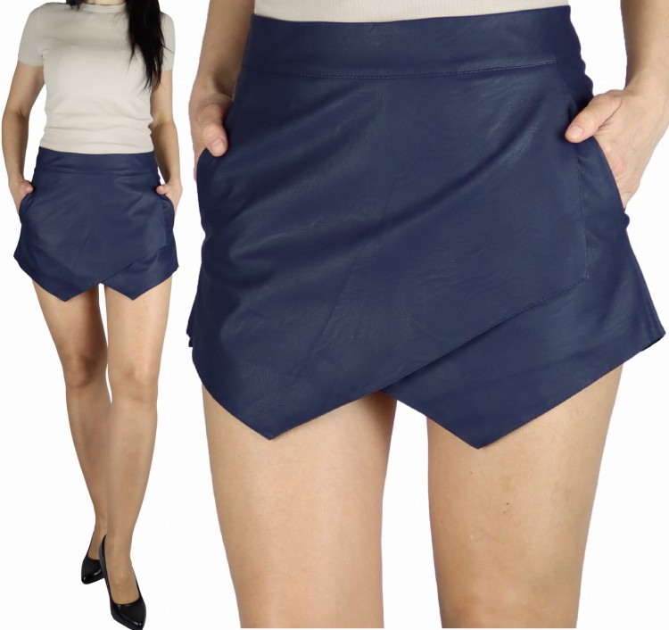 Spódnico spodenki damskie skórzane granatowe