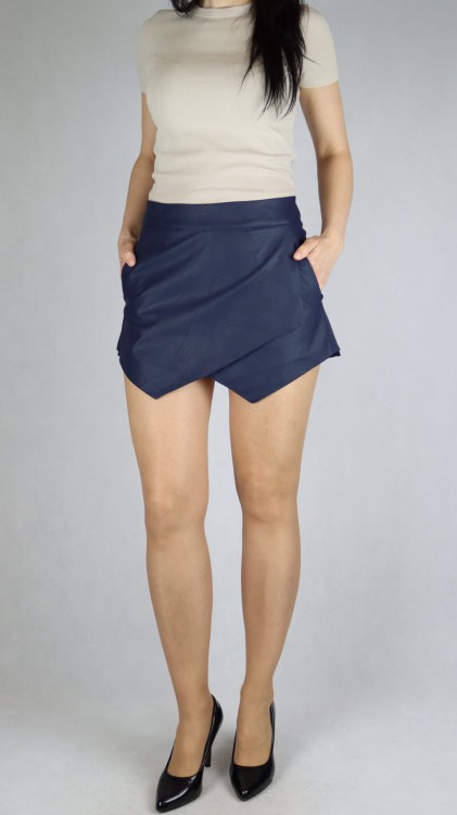 Spódnico spodenki damskie skórzane granatowe