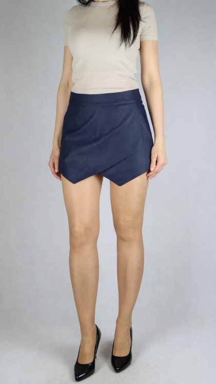 Spódnico spodenki damskie skórzane granatowe