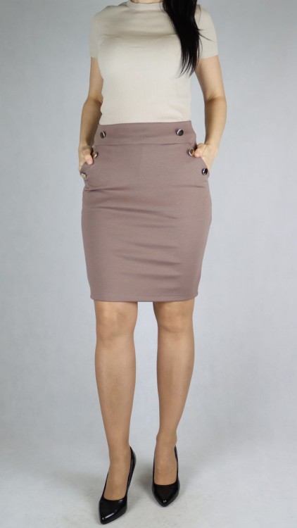Spódnica ołówkowa Cappuccino guziki